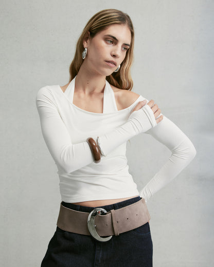 Nothing Layered Halter Longsleeve | Cloud White