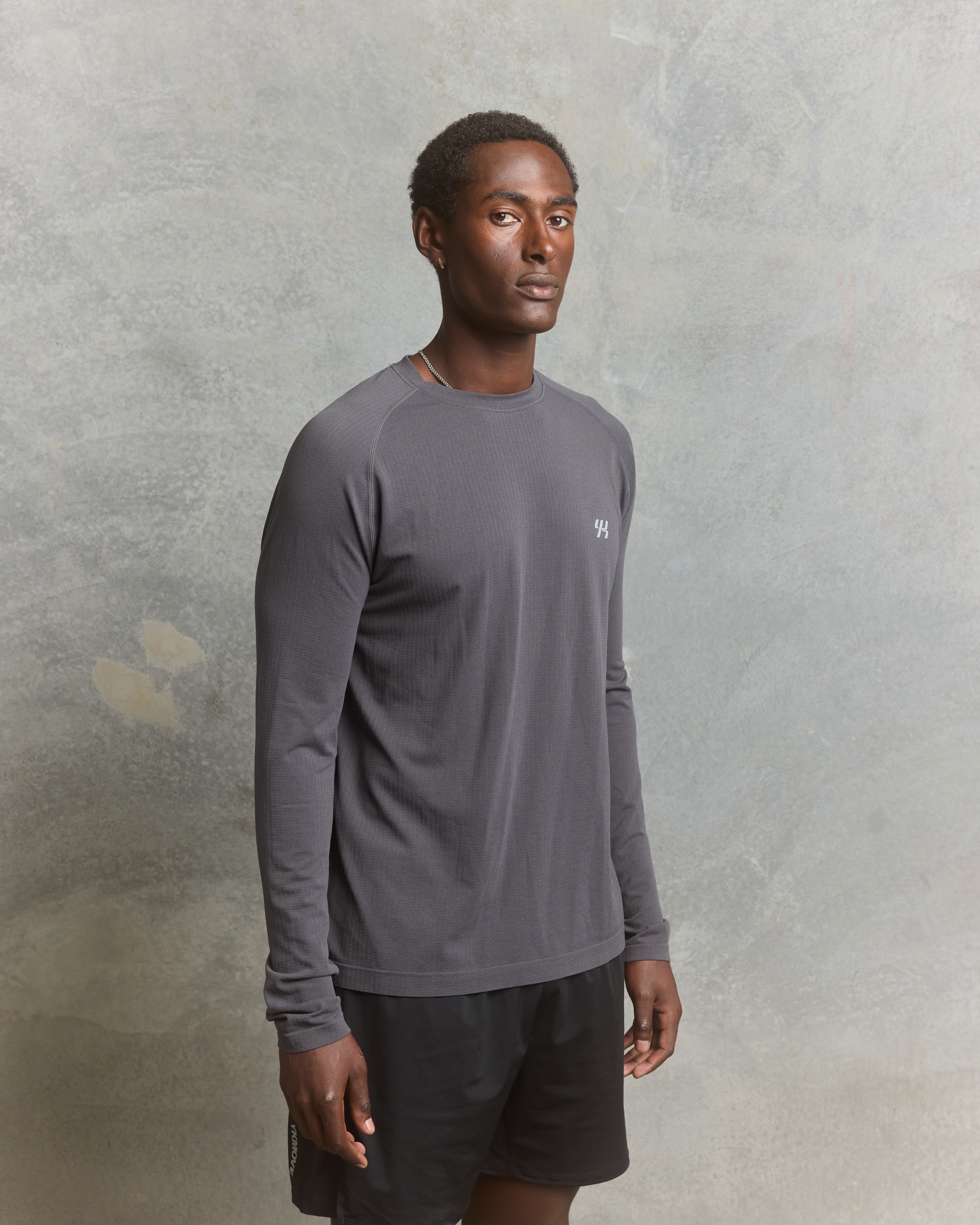 YK Move Fitted LS Tee | Charcoal-2