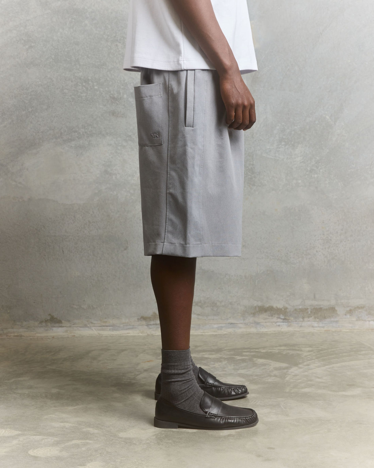 Nothing Draped Pleated Shorts | Charcoal-4