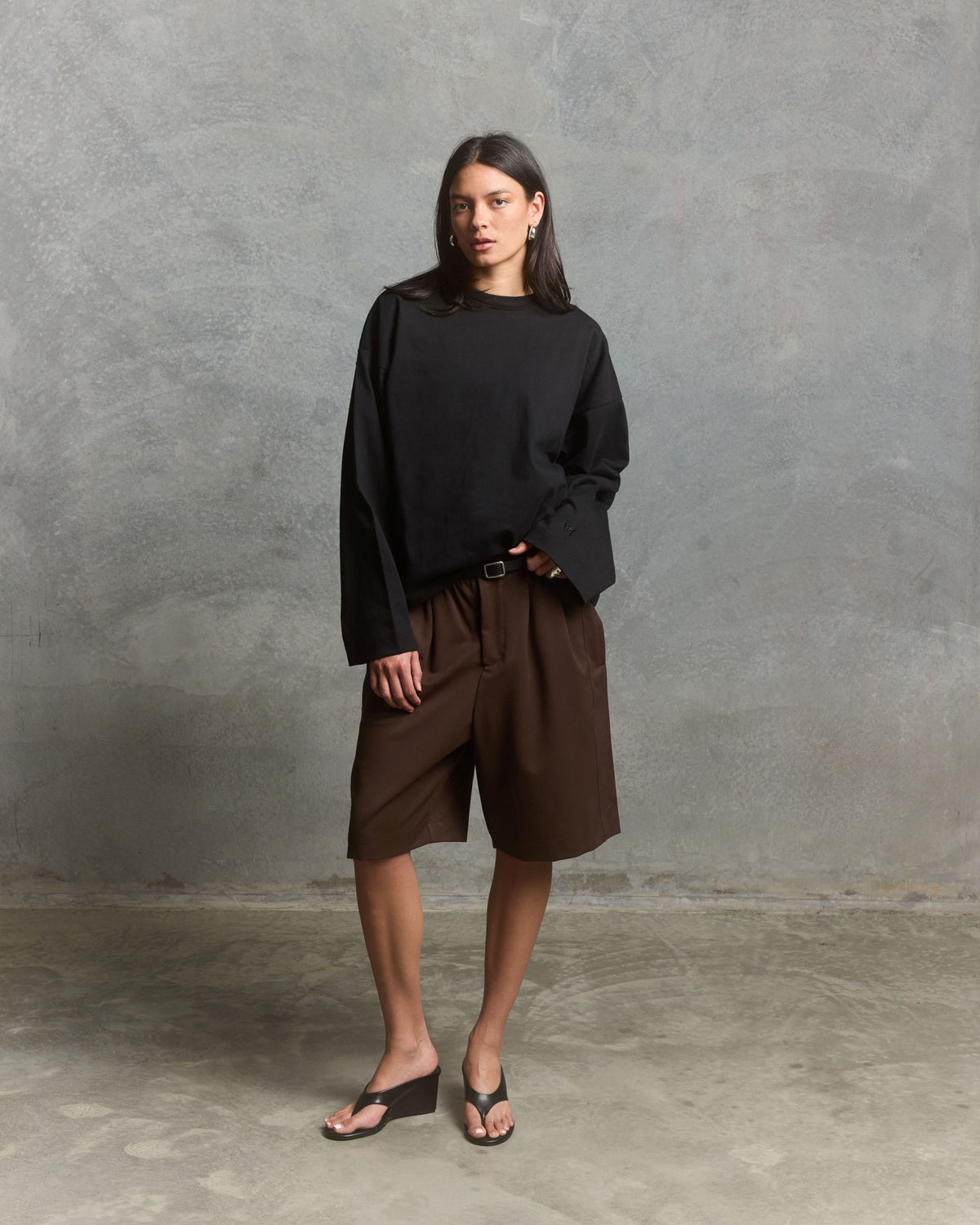 Nothing Draped Pleated Shorts | Brown-4
